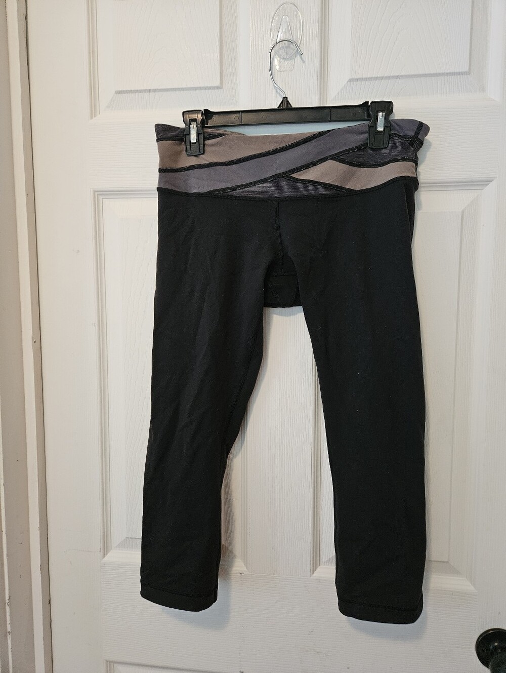 lululemon athletica Black Capri Leggings with Gray Waistband